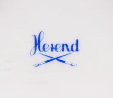 Herendi áttört kosárka, kézzel festett, virágokkal díszített, jelzett, hibátlan, d: 13 cm