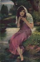 41 db RÉGI vegyes, főként művész és hölgy motívumú képeslap, pár fotó  / 41 old mixed, mostly art an...