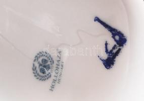 Hollóházi porcelán csengő, virágokkal díszített, szolidan aranyozott, jelzett, m: 10,5 cm