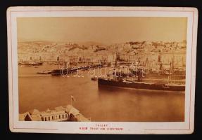 cca 1910-1920 Trieszt, Kilátás a kikötőre a világítótoronyból, keményhátú fotó, 17x11 cm / cca 1910-1920 Trieste, port, hard-backd photo, 17x11 cm