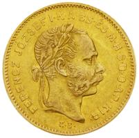 1880KB 4Ft/10Fr Au "Ferenc József / Középcímer" (3.22g/0.900) T:2- Hungary 1880. 4 Forint/10 Francs Au "Franz Joseph / Coat of Arms" Kremnitz (3.22g/0.900) C:VF Unger III.: 1455.a, Huszár: 2121., Adamo M22