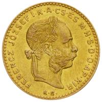 1888KB 4Ft/10Fr Au "Ferenc József / Középcímer" (3.21g/0.900) T:2,2- Hungary 1888. 4 Forint/10 Francs Au "Franz Joseph / Coat of Arms" Kremnitz (3.21g/0.900) C:aXF Unger III.: 1455.a, Huszár: 2121., Adamo M22