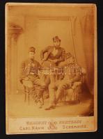 1878 Selmecbánya, Bányászok, kabinetfotó, hátoldalon feliratozva, 11x16 cm / 1878 Banská Štiavnica, Slovakia, photo, 11x16 cm