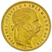 1891KB 8Ft/20Fr Au "Ferenc József / Fiumei címer" (6.45g/0.900) T:2,2- Hungary 1891. 8 Forint/20 Francs Au "Franz Joseph / Coat of Arms" Kremnitz (6.45g/0.900) C:aXF Unger III.: 1454, Huszár: 2118., Adamo M23