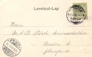 Keszthely, Festetics-palota, floral; Vasvári József kiadása (EB)