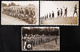 cca 1930 Egyetemi és Főiskolai Hallgatók Önkéntes Nemzeti Munkaszolgálata, 3 db fotó, egyik pecséttel jelzett, 13x8 cm