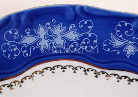 Zsolnay Pompadour lapos és leveses tányér, kézzel festett, jelzett, hibátlan, d:23,5 és 24 cm