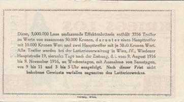 Ausztria 1916. "Mária Jozefa főhercegnő jótékonysági sorsjegye" 10h értékben T:I-/II (hajt...
