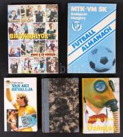 12 db különböző könyv (7 sport könyv, stb.)