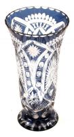 Kristály váza, több rétegű, csiszolt, hibátlan, hámozott, m:23 cm