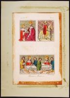 1 db középkori uralkodókat ábrázoló rézmetszet a cca 1830-ban Milánóban kiadott Il costume antico e ...