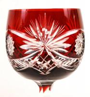 6 db kristály pohár, több rétegű, csiszolt, 3db poháron apró csorba