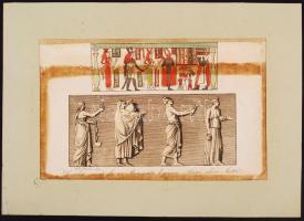 1 db kézzel színezett rézmetszet a cca 1830-ban Milánóban kiadott Il costume antico e moderno illusz...