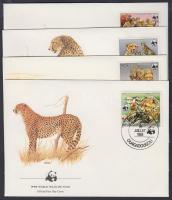 WWF: Cheetah set on 4 FDC WWF: Gepárdok sor 4 db FDC-n