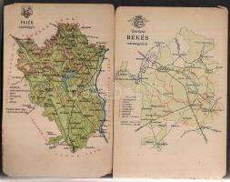 60 db vegyes minőségű vármegye térképeket ábrázoló szines litho képeslap, benne kevés másodpéldány