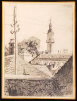 Páris Erzsébet, (1887-?): Veszprém. Ceruza, papír, jelzett, 26×19 cm