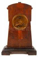 Art-deco asztali csörgőóra, működik, faragott fa ház fém borítással, m:36 cm