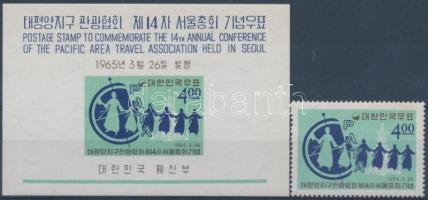Csendes-óceáni idegenforgalmi konferencia bélyeg + vágott blokk, Pacific Tourism Conference stamp + impeforated block