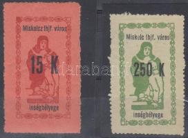 1922 Miskolc város ínségbélyegei 15K + 250K