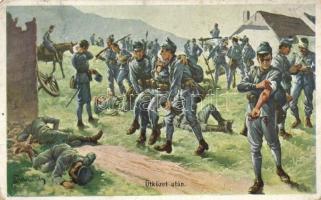 'After the battle' WWI wounded soldiers Emge Nr. 147. artist signed, Ütközet után, Emge Nr. 147. művész aláírásával