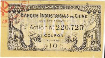 Kína DN Kínai Ipari Bank Részvénytársaság szelvénye bélyegzéssel T:I China ND Industrial Bank of China Corporation coupon with stamp C:UNC