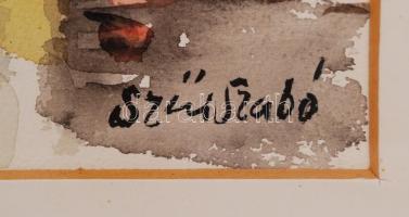 Szűr Szabó József (1902-1993): Várkapu. Akvarell, papír, jelzett, üvegezett keretben 35×48 cm