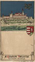 Budapest 1602 A királyi palota nyugati oldala; címer, Geittner és Rausch kiadása