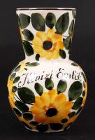 Fischer Emil: Hévízi emlék kis kancsó, kézzel festett, jelzett, hibátlan, m:14 cm / Fischer, hand pa...