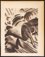 Ruzicskay György (1896-1993):Fekvő férfiak. Algrafia, papír, jelzett az algrafián, 30 x 23 cm