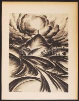 Ruzicskay György (1896-1993): Dombok. Algrafia, papír, jelzett az algrafián, 30 x 23 cm