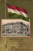 Arad, színház, magyar zászló / theatre, Hungarian flag litho (small tear)