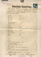 1916 Bizonyítvány Hadsegélykérő hivatali kényszerfelár bélyeggel