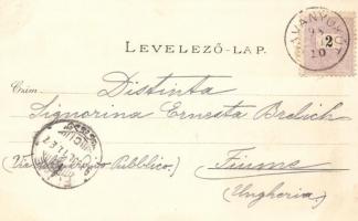 1898 Savanyúkút, Sauerbrunn; Stations-Gebäude / railway station, litho