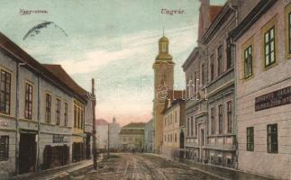 Ungvár, Nagy utca, Lefkovits Jakab zálogkölcsön intézete; Völgyi József kiadása / street, pawnshop