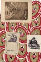 Rézmetszet képeslap+2 ex Libris+ 10 egyforma sörcimke