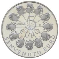San Marino 2002R 5€ Ag "Euro bevezetése" T:PP San Marino 2002R 5 Euro Ag "Welcome Euro" C:PP Krause KM# 448.