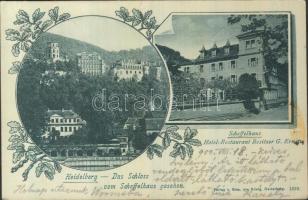 Heidelberg, Scheffelhaus, Schloss / hotel, castle, floral (Csányi Károly építész,  művészettörténész, műegyetemi tanár saját kezű aláírásával)