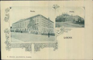 Louny, Skola, Posta / school, post office; floral