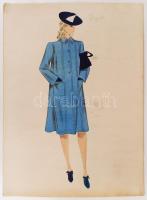 Dr Mika László: Két oldalas divatrajz. Vegyes technika, papír, jelzés nélkül, felcsavarva, 85×60 cm