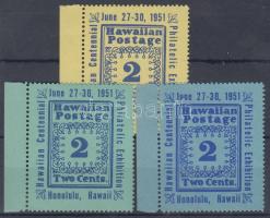 1951 Hawaii Bélyegkiállítás 3 ívszéli levélzáró