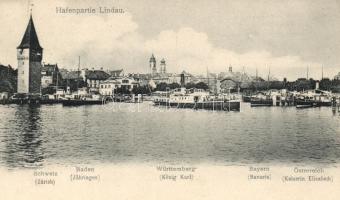 Lindau, steamships: Zürich, Zähringen, König Karl, Bavaria, Kaiserin Elisabeth