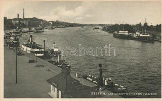 Szczecin, Stettin; Dampfschiffsbollwerk, B. Niemann ship chandler, SS Munin, steamships