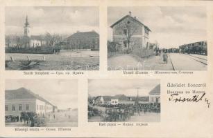 Ilonc, Heti piac, Vasútállomás, Szerb templom, községi iskola / market, railway station, Serbian church, school