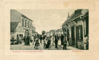 Dunaszerdahely, Széchenyi utca, Petényi Márk könyvkereskedése; kiadja Haar Henrik / street, bookshop