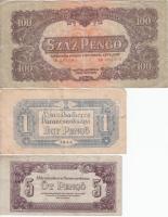 1944. 1P + 2P + 5P + 100P "A Vöröshadsereg Parancsnoksága" T:III,III-
Adamo P41A, P42, P43...