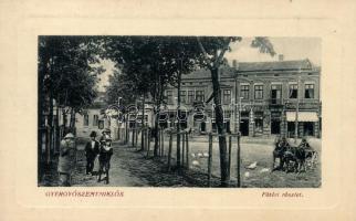 Gyergyószentmiklós, Főtér, Blénessy Jenő kereskedése; Eránusz János kiadása / main square, shop (EB)