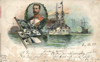 1899 Prince Henry of Prussia, warship s: Willy Stöwer (small tear)