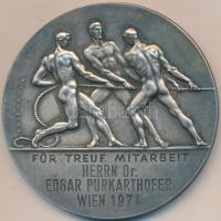 Ausztria / Bécs 1974. "Kereskedelmi Kamara / Hűséges Munkáért" ezüstözött Br emlékérem tok...