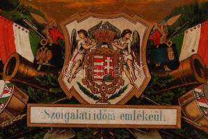 cca 1900 "Szolgálati időm emlékéül", Leitner & litho emléklap, 31x45 cm