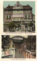 Marosvásárhely, Ferdinand tér, Révész könyvesbolt / bookshop, 'vissza' So. Stpl
